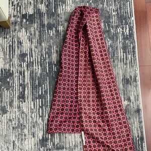Pink and Brown Geometric Silk Scarf